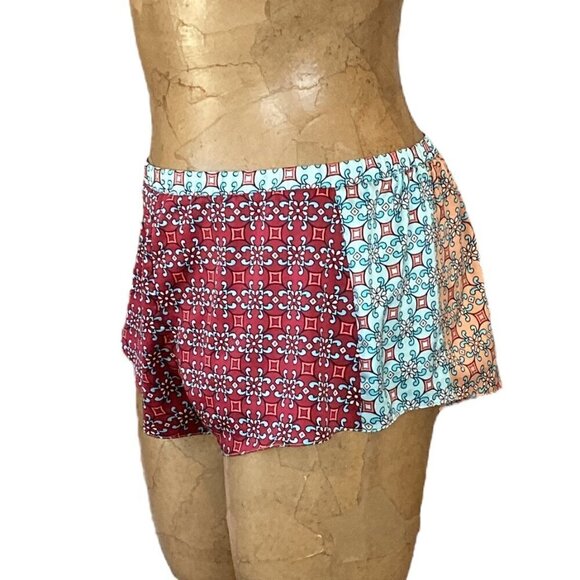 Victoria's Secret Satin Lounge Sleep Shorts Sz M BOHO Mixed Pattern 168R - Picture 5 of 9